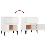 Bedside Cabinet High Gloss White 40x35x50 cm - Low Angle