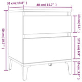 Bedside Cabinet High Gloss White 40x35x50 cm