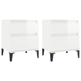 Bedside Cabinets 2 pcs High Gloss White 40x35x50 cm - Front View