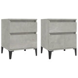 Bedside Cabinets 2 pcs Concrete Grey 40x35x50 cm - Front View