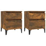 Bedside Cabinets 2 pcs Smoked Oak 40x35x50 cm - Front View