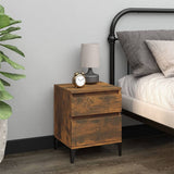 Bedside Cabinets 2 pcs Smoked Oak 40x35x50 cm - Side View