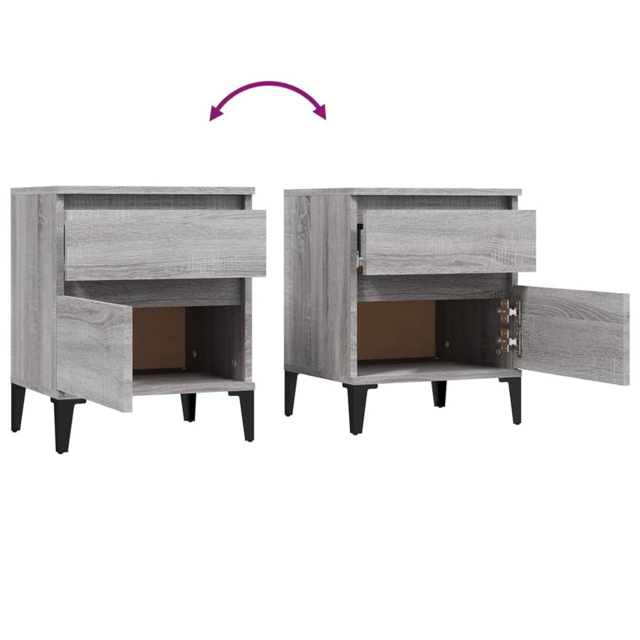 Bedside Cabinets 2 pcs Grey Sonoma 40x35x50 cm