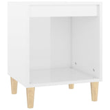 Bedside Cabinet High Gloss White 40x35x50 cm Engineered Wood - Front View