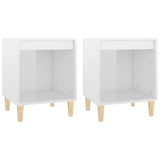 Bedside Cabinets 2 pcs High Gloss White 40x35x50 cm - Front View