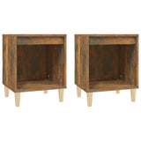 Bedside Cabinets 2 pcs Smoked Oak 40x35x50 cm - Front View