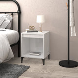 Bedside Cabinet High Gloss White 40x35x50 cm - Side View