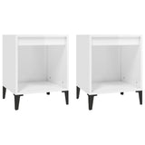 Bedside Cabinets 2 pcs High Gloss White 40x35x50 cm - Front View