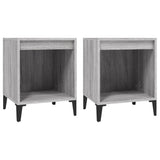 Bedside Cabinets 2 pcs Grey Sonoma 40x35x50 cm - Front View