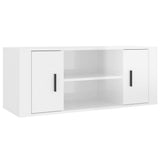 TV Cabinet High Gloss White 100x35x40 cm Engineered Wood - Front View