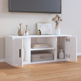 TV Cabinet High Gloss White 100x35x40 cm Engineered Wood - Side View