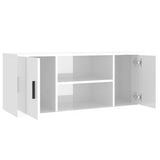 TV Cabinet High Gloss White 100x35x40 cm Engineered Wood - Rear View