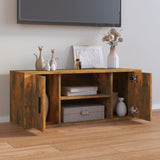 TV Cabinet Smoked Oak 100x35x40 cm Engineered Wood - Side View