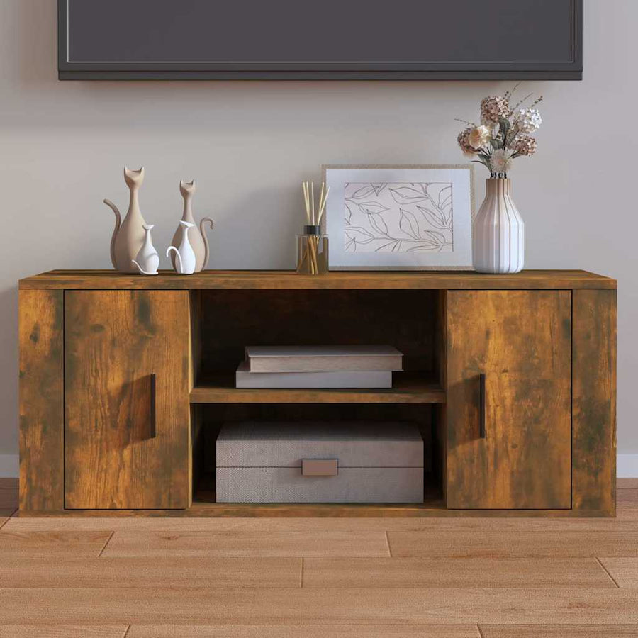 TV Cabinet Smoked Oak 100x35x40 cm Engineered Wood