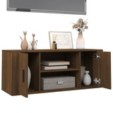 TV Cabinet Brown Oak 100x35x40 cm Engineered Wood - Top-Down View