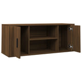 TV Cabinet Brown Oak 100x35x40 cm Engineered Wood - Rear View
