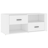 TV Cabinet White 100x35x40 cm Engineered Wood - Front View