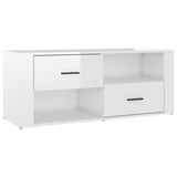 TV Cabinet High Gloss White 100x35x40 cm Engineered Wood - Front View