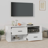 TV Cabinet High Gloss White 100x35x40 cm Engineered Wood - Side View