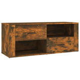 TV Cabinet Smoked Oak 100x35x40 cm Engineered Wood - Front View