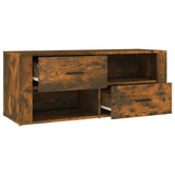 TV Cabinet Smoked Oak 100x35x40 cm Engineered Wood - Close-Up Angle