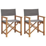 Director's Chairs 2 pcs Solid Wood Teak Grey