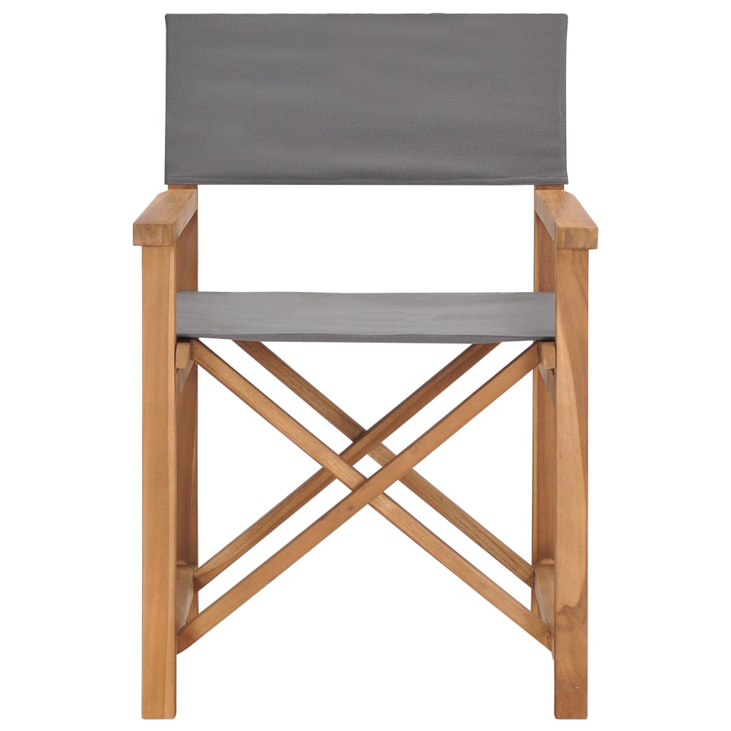 Director's Chairs 2 pcs Solid Wood Teak Grey