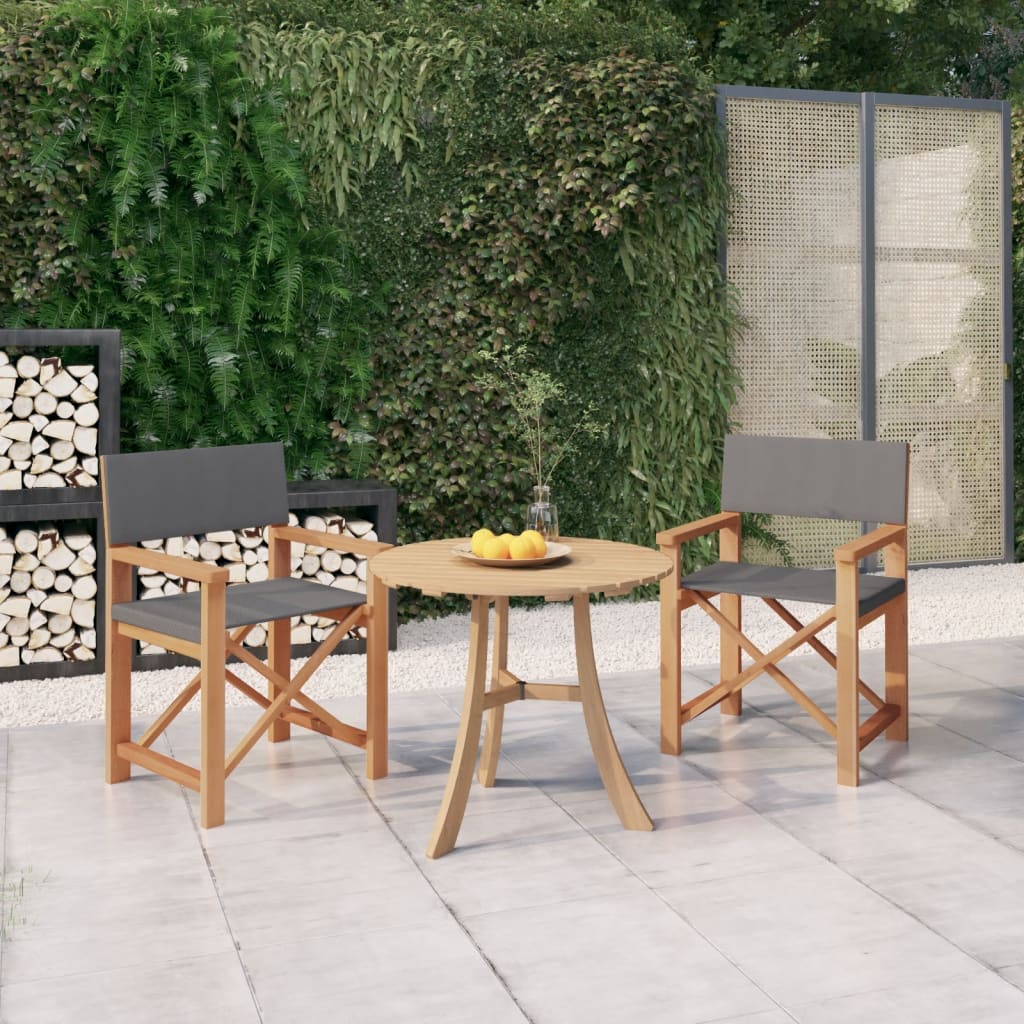 Director's Chairs 2 pcs Solid Wood Teak Grey