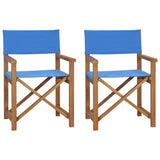 Director's Chairs 2 pcs Solid Wood Teak Blue - Front View