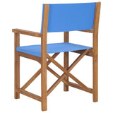 Director's Chairs 2 pcs Solid Wood Teak Blue - Rear View