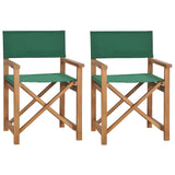 Director's Chairs 2 pcs Solid Wood Teak Green - Front View