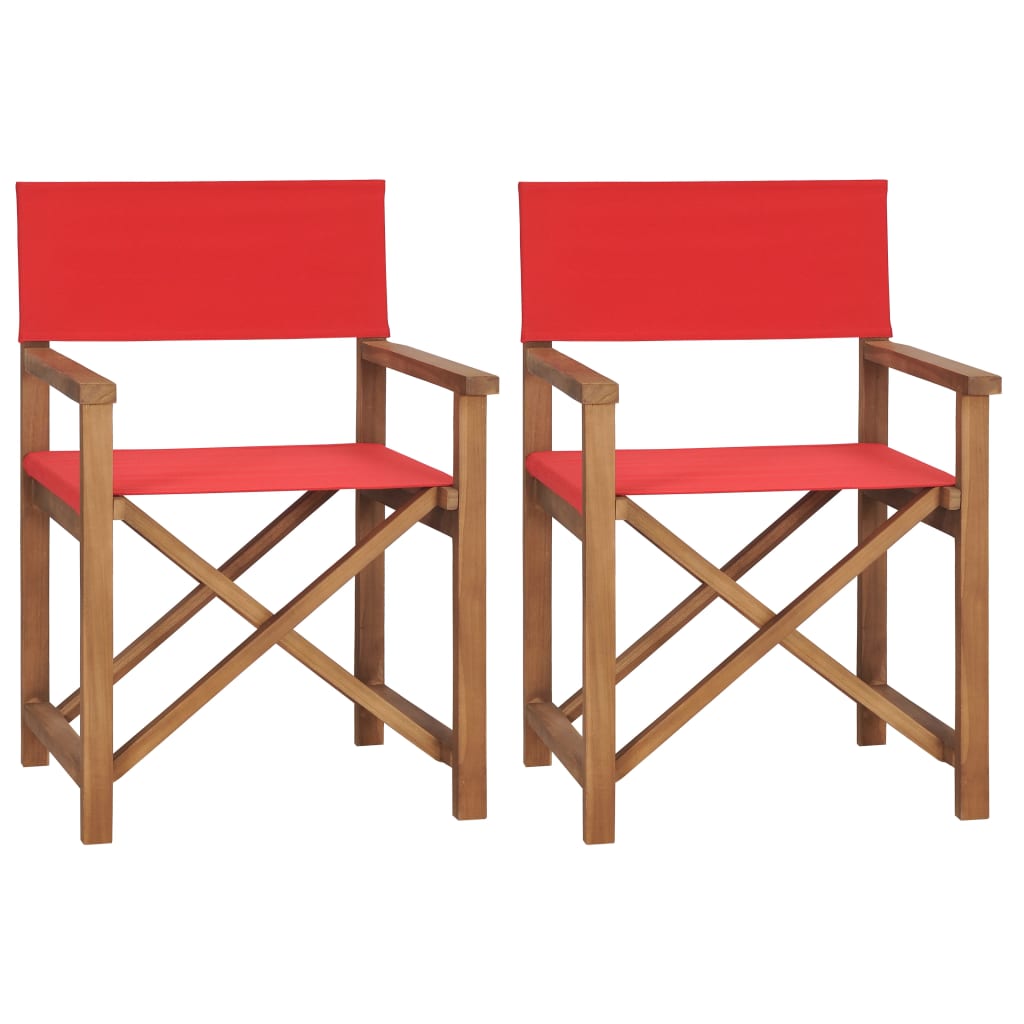 Director's Chairs 2 pcs Solid Wood Teak Red