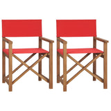 Director's Chairs 2 pcs Solid Wood Teak Red - Front View