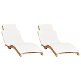 Sun Loungers 2 pcs with Cushions Solid Wood Teak - Front View