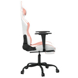 Gaming Chair with Footrest White and Pink Faux Leather - Top-Down View