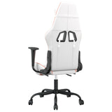 Gaming Chair with Footrest White and Pink Faux Leather - 45-Degree Angle