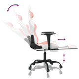 Gaming Chair with Footrest White and Pink Faux Leather - Close-Up Angle