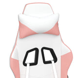 Gaming Chair with Footrest White and Pink Faux Leather