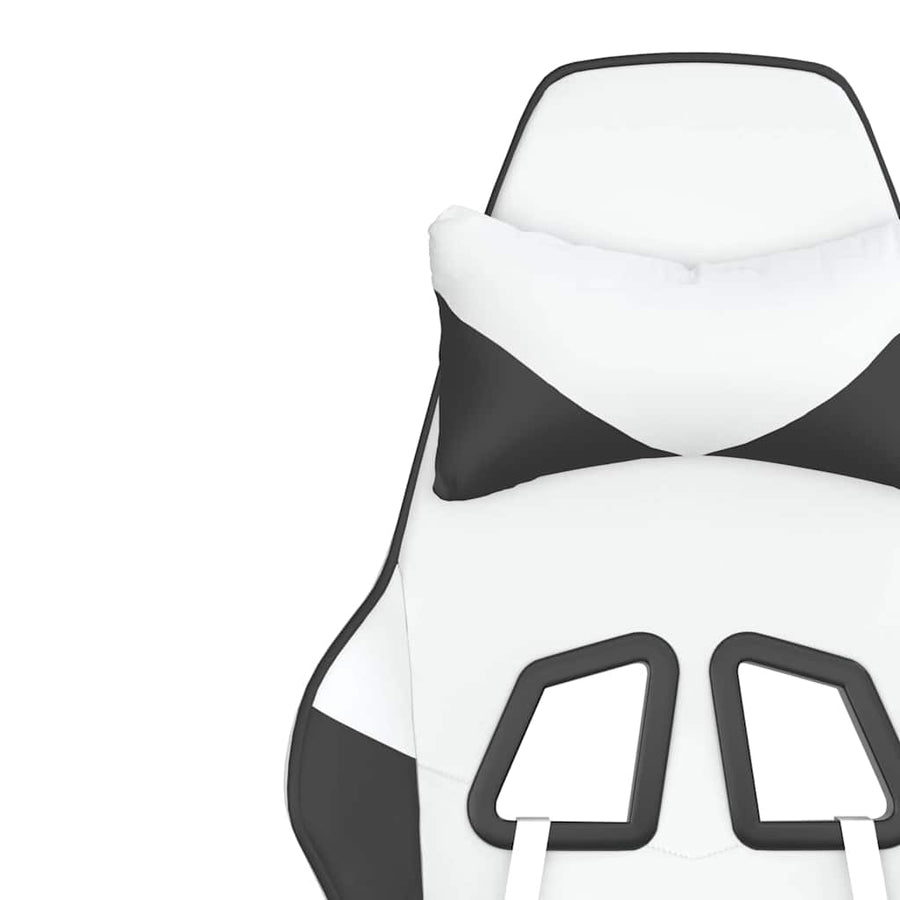 Gaming Chair with Footrest White and Black Faux Leather