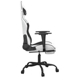 Gaming Chair with Footrest White and Black Faux Leather - Top-Down View