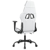 Gaming Chair with Footrest White and Black Faux Leather - 45-Degree Angle