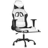 Gaming Chair with Footrest White and Black Faux Leather - Rear View