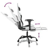 Gaming Chair with Footrest White and Black Faux Leather - Close-Up Angle