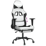 Gaming Chair with Footrest White and Black Faux Leather - Low Angle