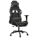 Gaming Chair with Footrest Black and Camouflage Faux Leather - Front View