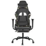 Gaming Chair with Footrest Black and Camouflage Faux Leather - Side View