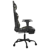 Gaming Chair with Footrest Black and Camouflage Faux Leather - Top-Down View