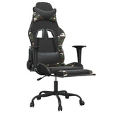 Gaming Chair with Footrest Black and Camouflage Faux Leather - Rear View
