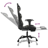 Gaming Chair with Footrest Black and Camouflage Faux Leather - Close-Up Angle