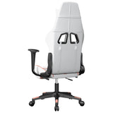 Gaming Chair with Footrest White and Pink Faux Leather - 45-Degree Angle